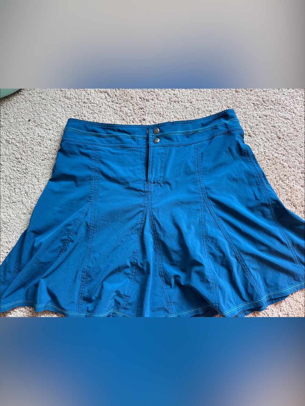 Title Nine Women's Teal-Blue Athletic Skort with Double Snap Waist